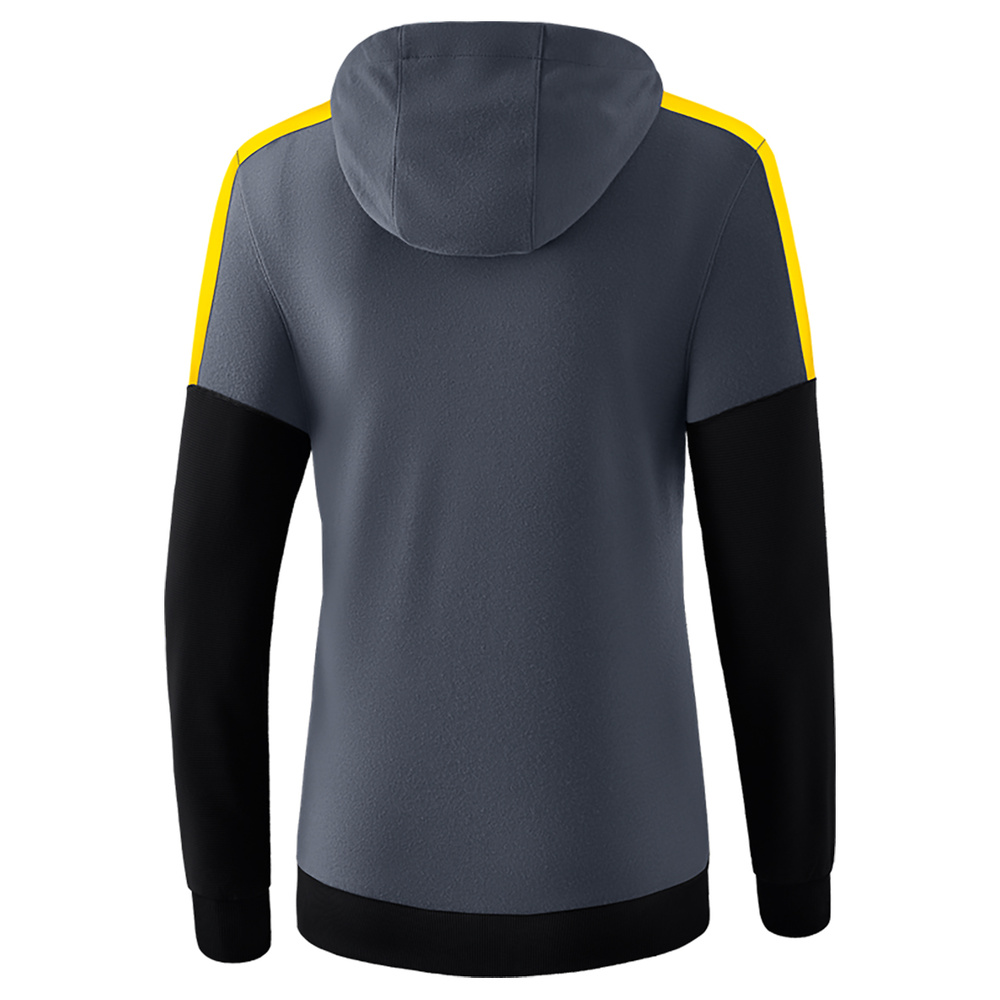 ERIMA SQUAD HOODY, SLATE GREY-BLACK-YELLOW WOMEN. 