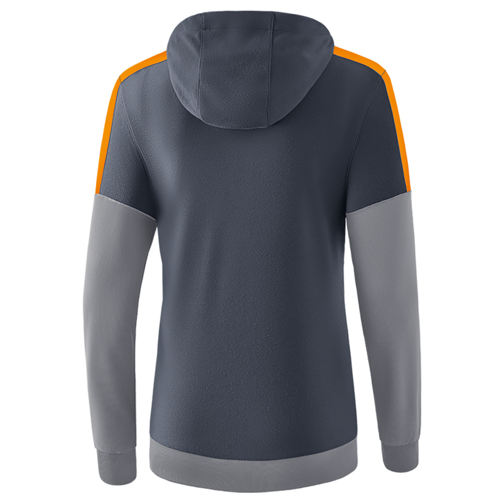 ERIMA SQUAD HOODY, SLATE GREY-GREY-ORANGE WOMEN. 