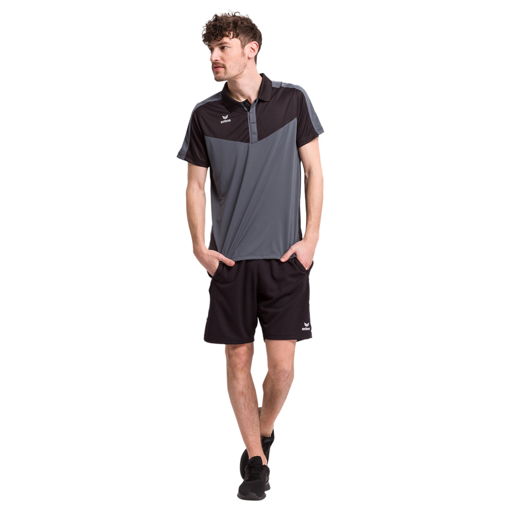 ERIMA SQUAD POLO-SHIRT, BLACK-SLATE GREY MEN. 