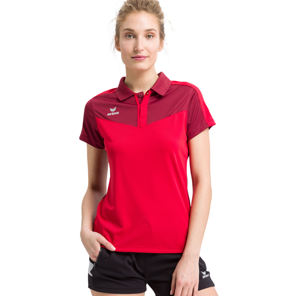 ERIMA SQUAD POLO-SHIRT, BORDEAUX-RED WOMEN. 