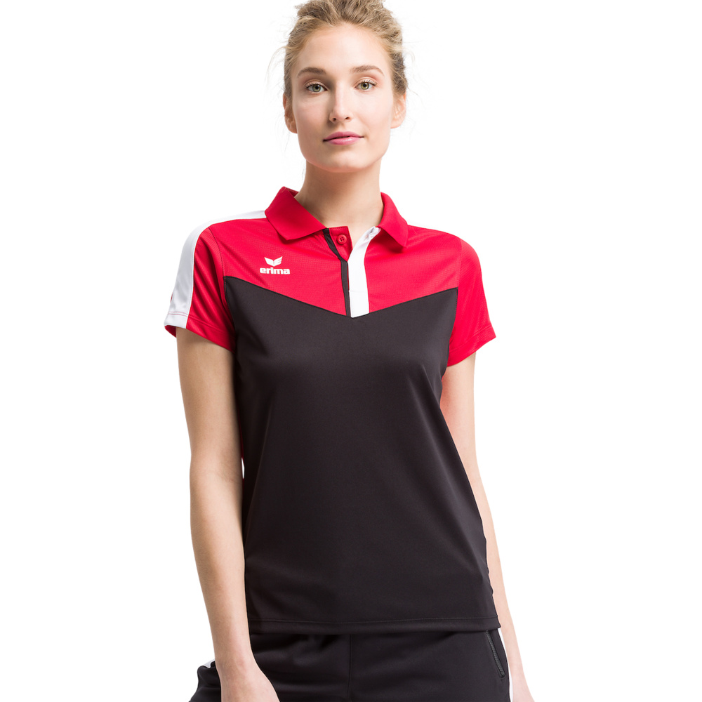 ERIMA SQUAD POLO-SHIRT, RED-BLACK-WHITE WOMEN. 