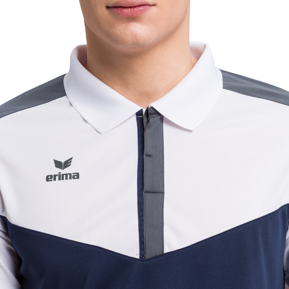 ERIMA SQUAD POLO-SHIRT, WHITE-NAVY-SLATE GREY MEN. 