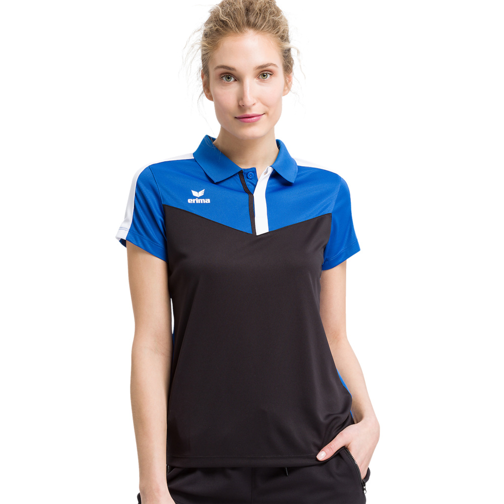 ERIMA SQUAD POLO SHIRT ROYAL BLACK WHITE WOMEN