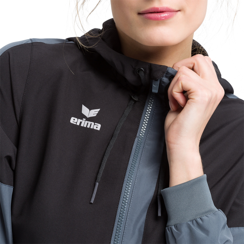 ERIMA SQUAD TRACK TOP JACKET WITH HOOD, BLACK-SLATE GREY WOMEN. 