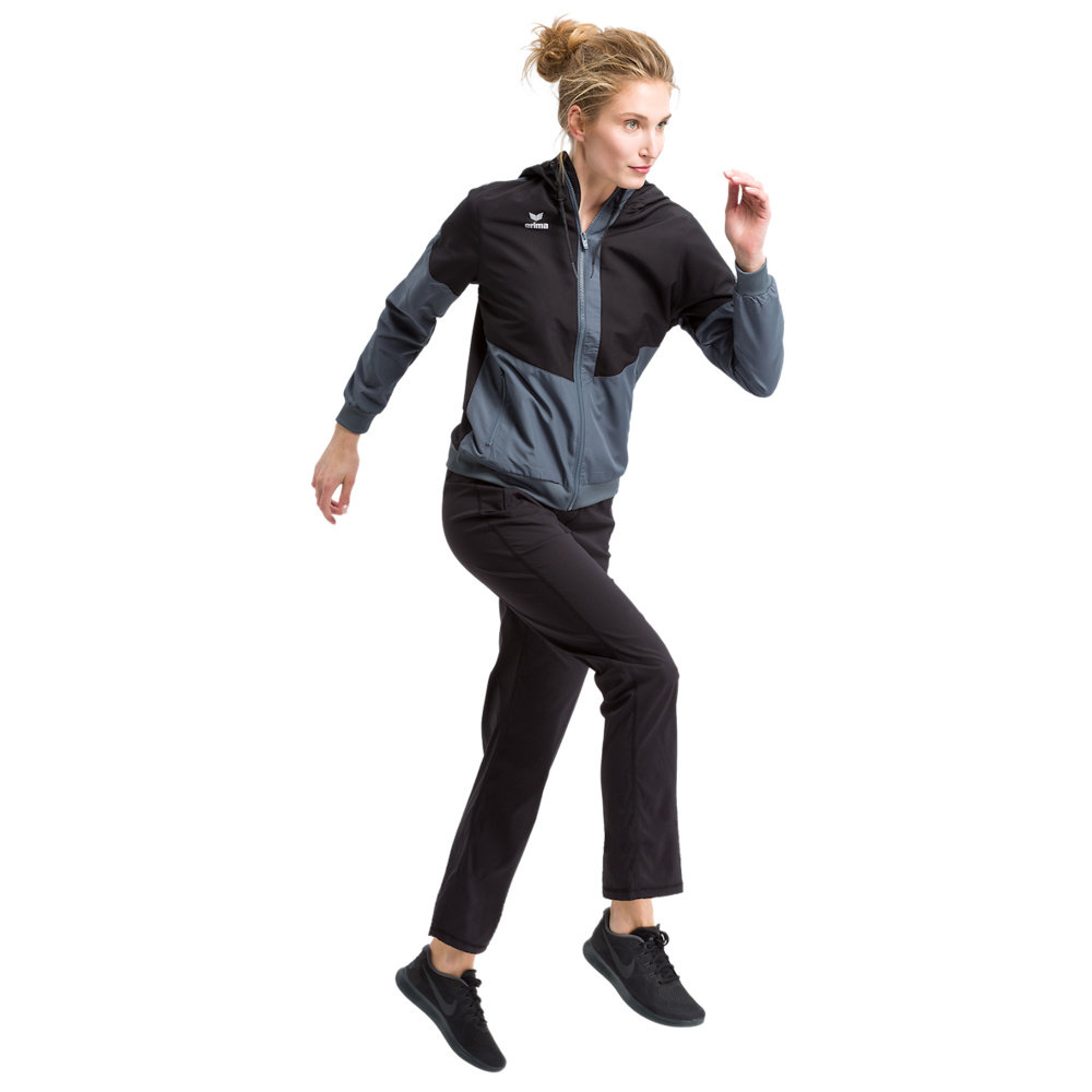 ERIMA SQUAD TRACK TOP JACKET WITH HOOD, BLACK-SLATE GREY WOMEN. 