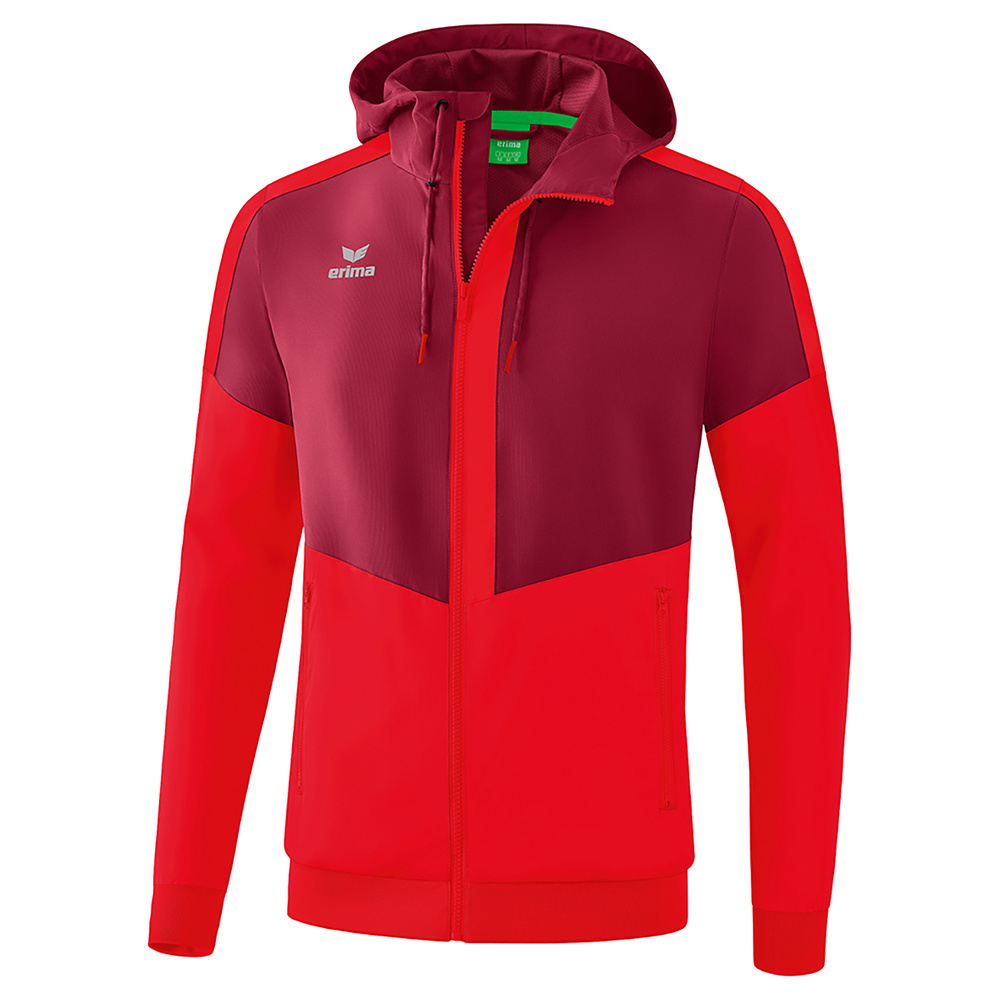 ERIMA SQUAD TRACK TOP JACKET WITH HOOD, BORDEAUX-RED MEN. 