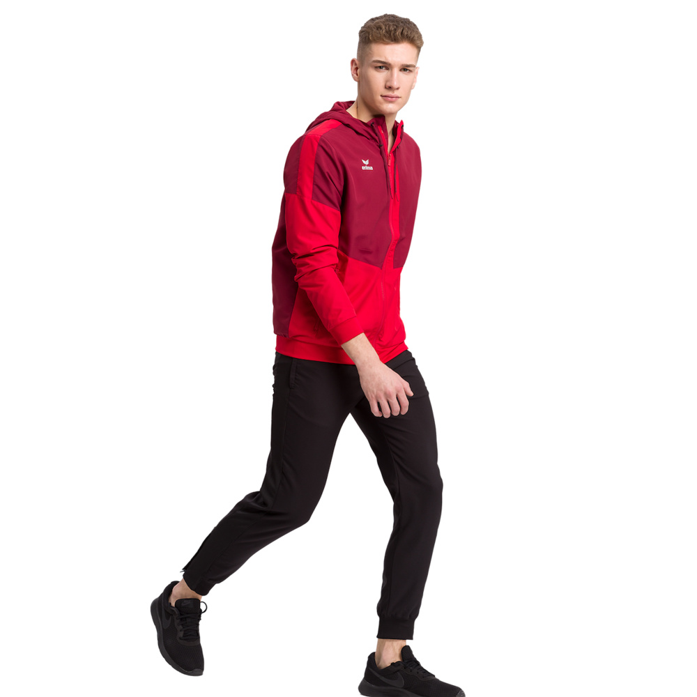 ERIMA SQUAD TRACK TOP JACKET WITH HOOD, BORDEAUX-RED MEN. 