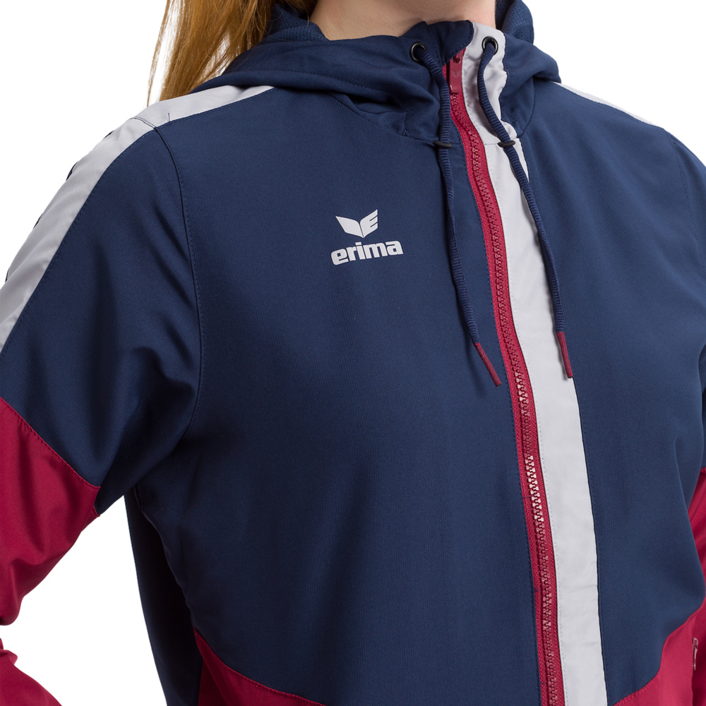 ERIMA SQUAD TRACK TOP JACKET WITH HOOD, NAVY-BORDEAUX-SILVER WOMEN. 