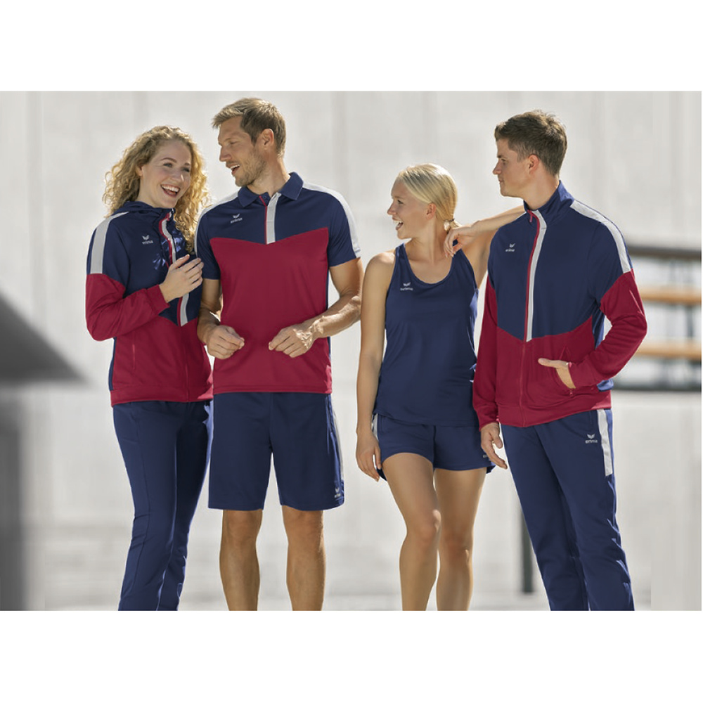 ERIMA SQUAD TRACK TOP JACKET WITH HOOD, NAVY-BORDEAUX-SILVER WOMEN. 