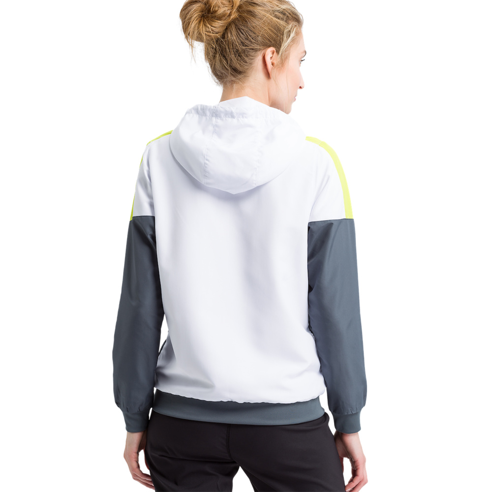 ERIMA SQUAD TRACK TOP JACKET WITH HOOD, WHITE-SLATE GREY-LIME WOMEN. 