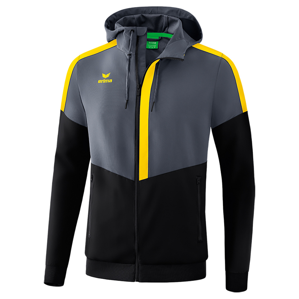 ERIMA SQUAD TRACK TOP JACKET WITH HOOD SLATE GREY BLACK YELLOW MEN