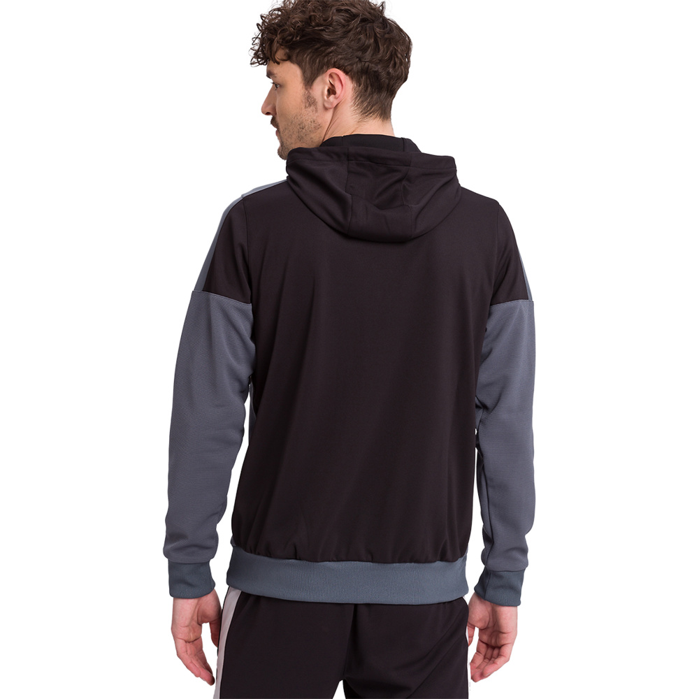 ERIMA SQUAD TRAINING JACKET WITH HOOD, BLACK-SLATE GREY KIDS. 