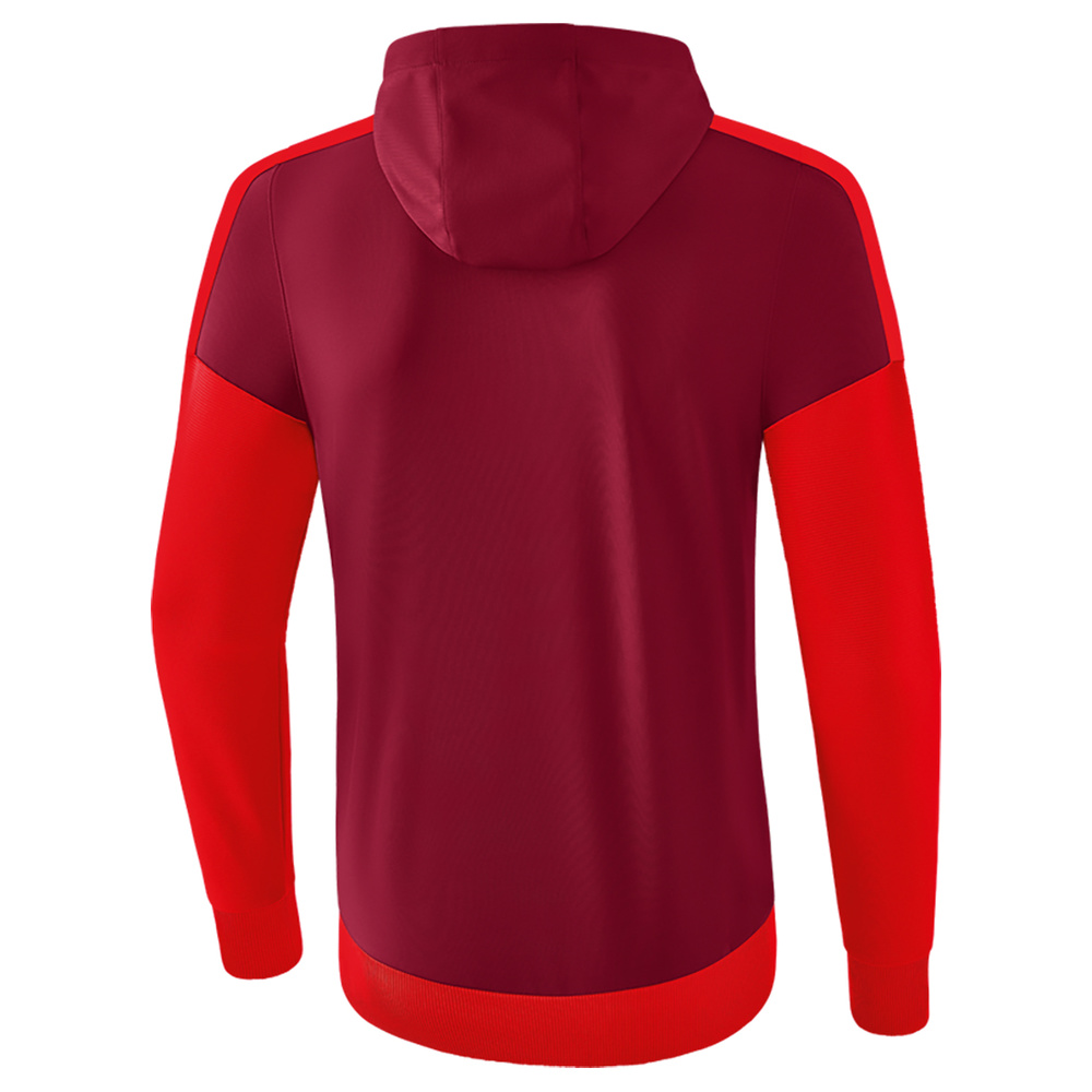 ERIMA SQUAD TRAINING JACKET WITH HOOD, BORDEAUX-RED KIDS. 