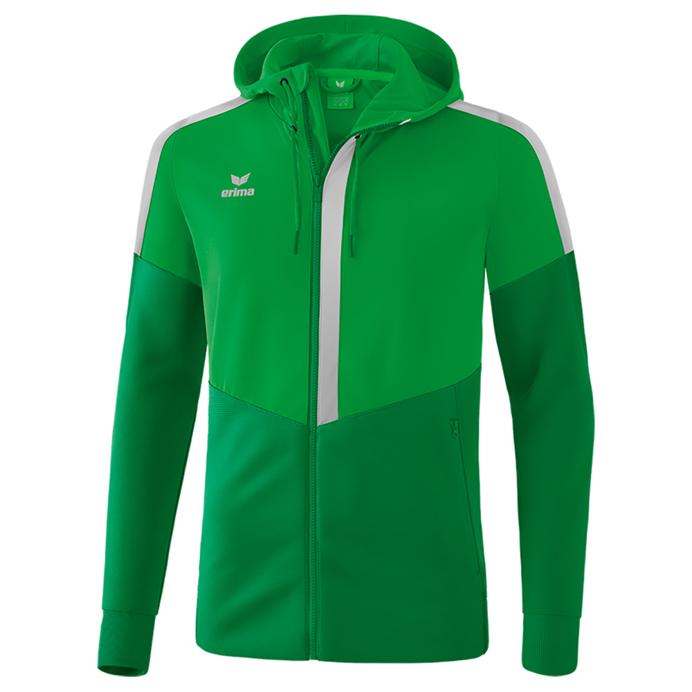 ERIMA SQUAD TRAINING JACKET WITH HOOD, GREEN-EMERALD-PLATE KIDS 