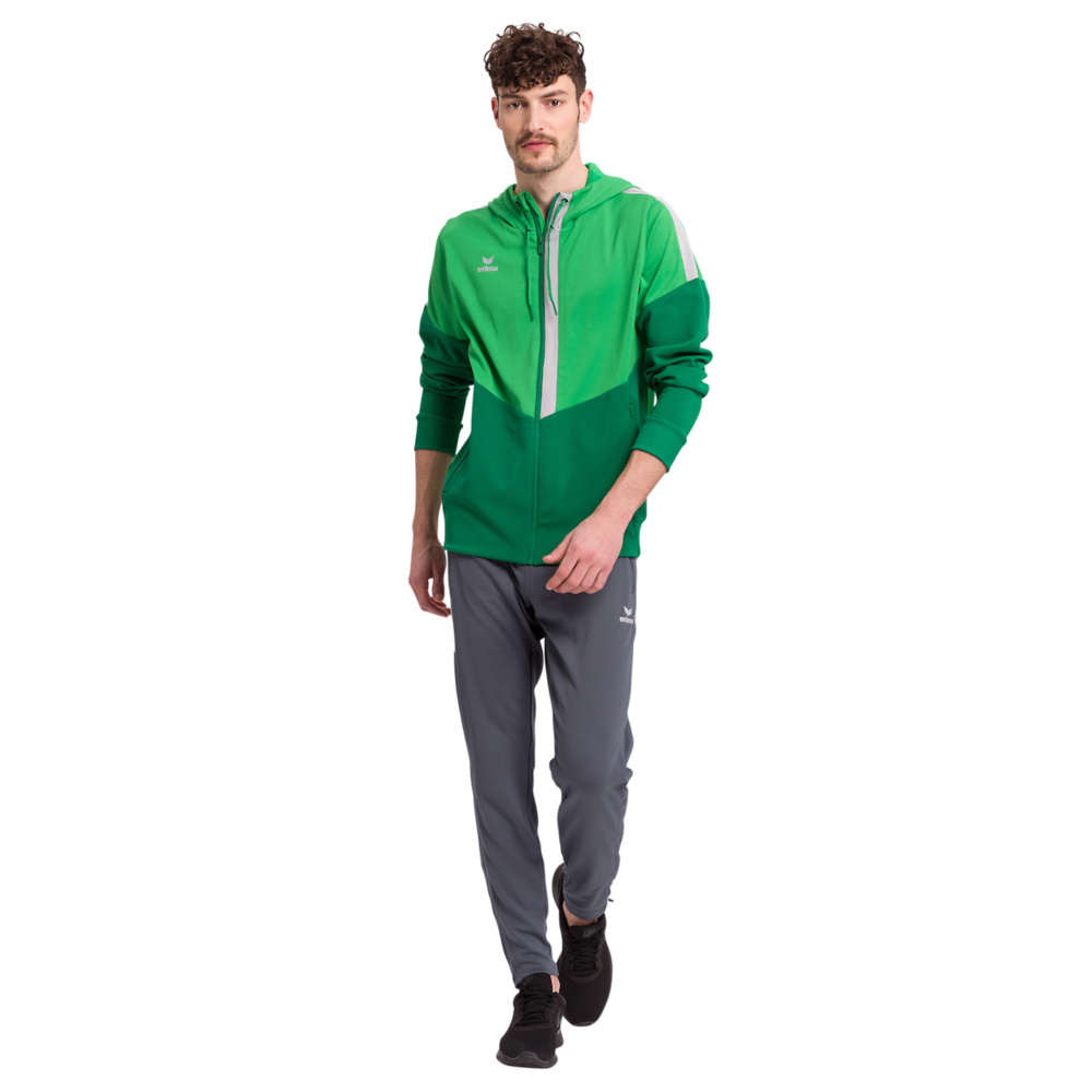 ERIMA SQUAD TRAINING JACKET WITH HOOD, GREEN-EMERALD-PLATE KIDS 