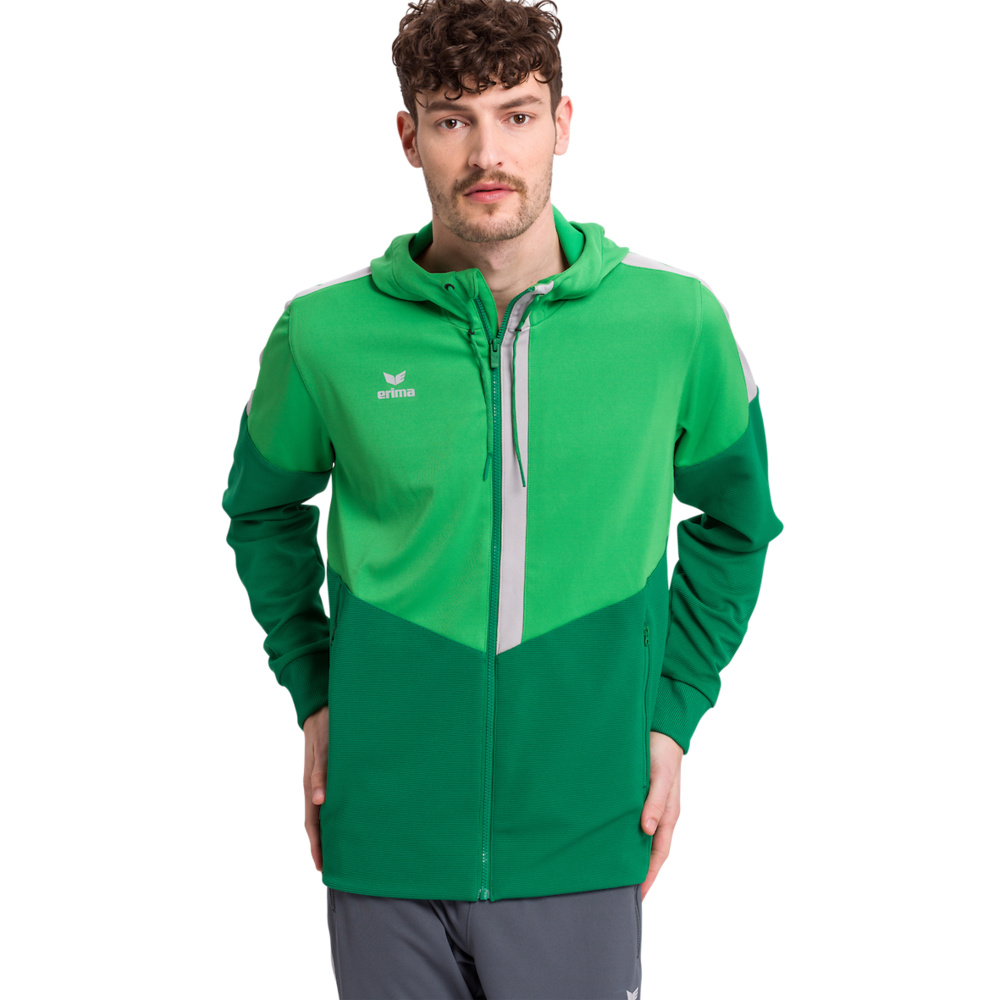 ERIMA SQUAD TRAINING JACKET WITH HOOD, GREEN-EMERALD-PLATE MEN. 