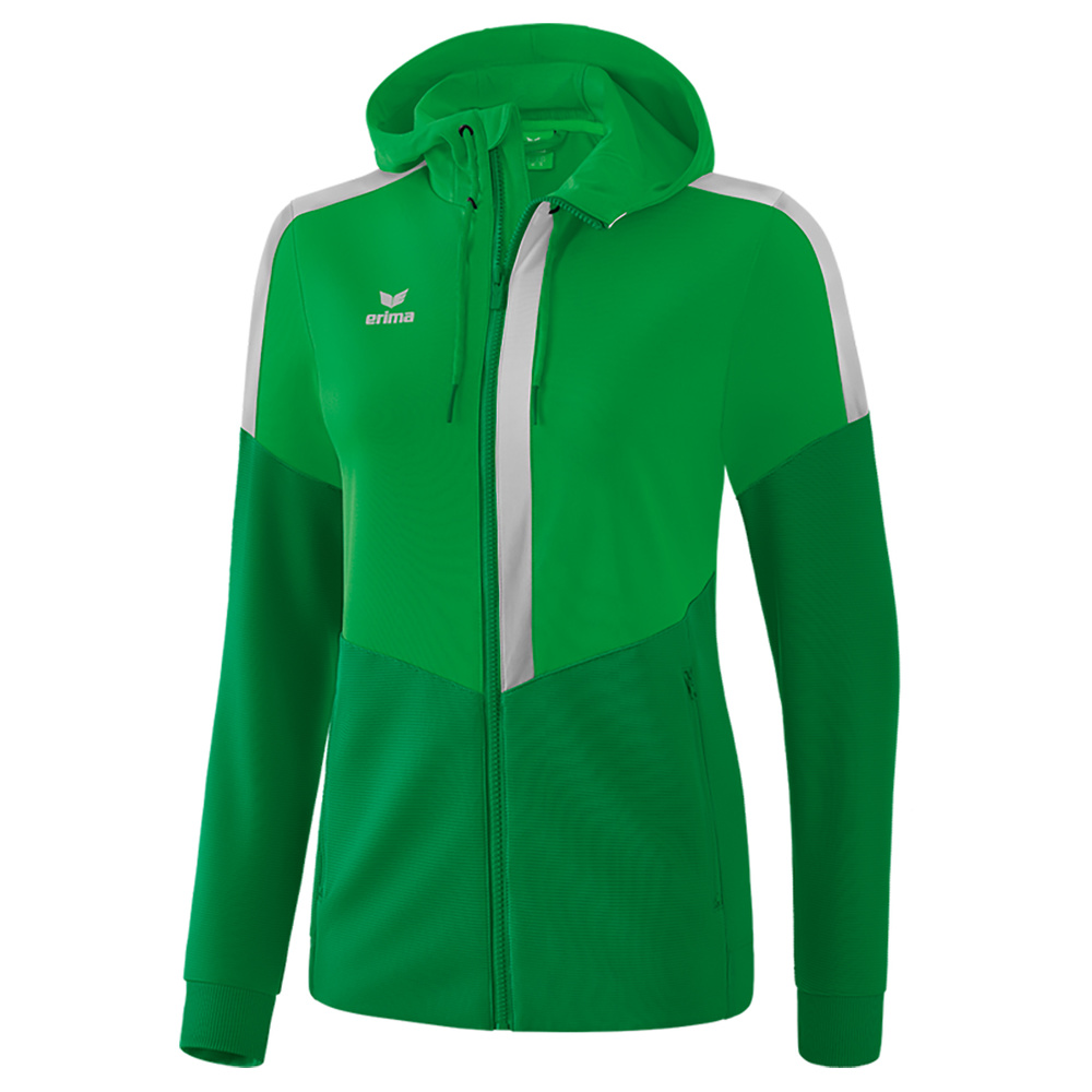 ERIMA SQUAD TRAINING JACKET WITH HOOD, GREEN-EMERALD-PLATE WOMEN. 