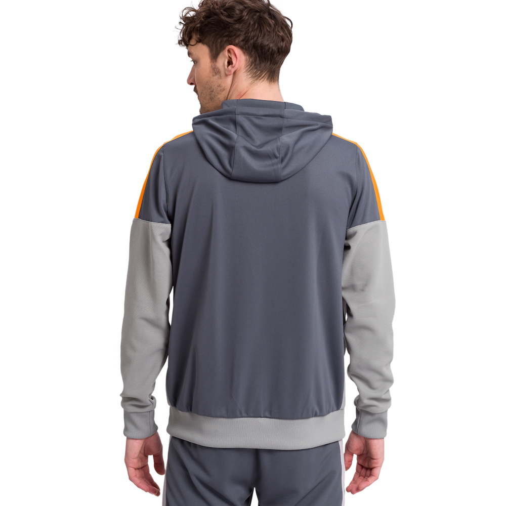 ERIMA SQUAD TRAINING JACKET WITH HOOD, SLATE GREY-GREY-ORANGE KIDS. 