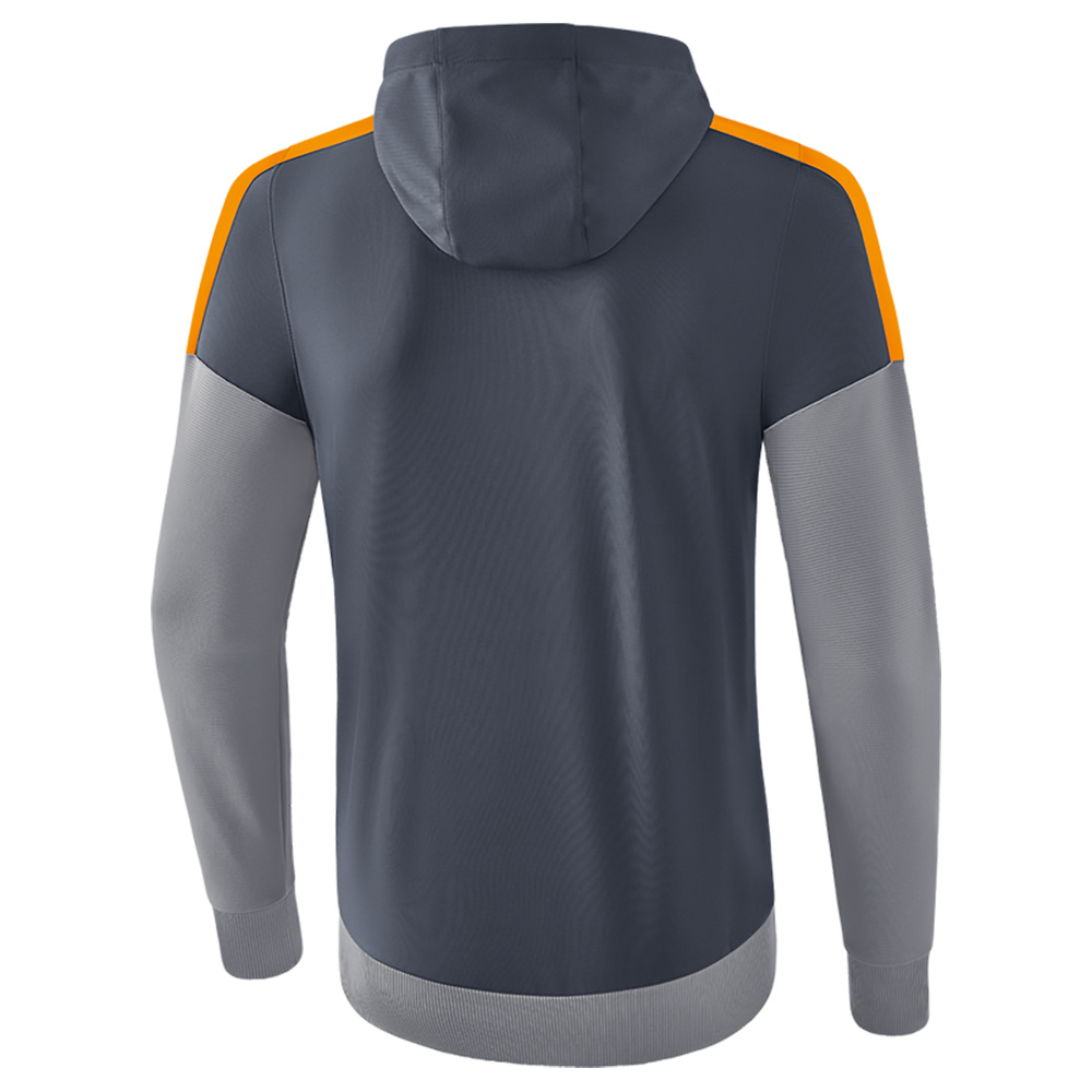 ERIMA SQUAD TRAINING JACKET WITH HOOD, SLATE GREY-GREY-ORANGE MEN. 