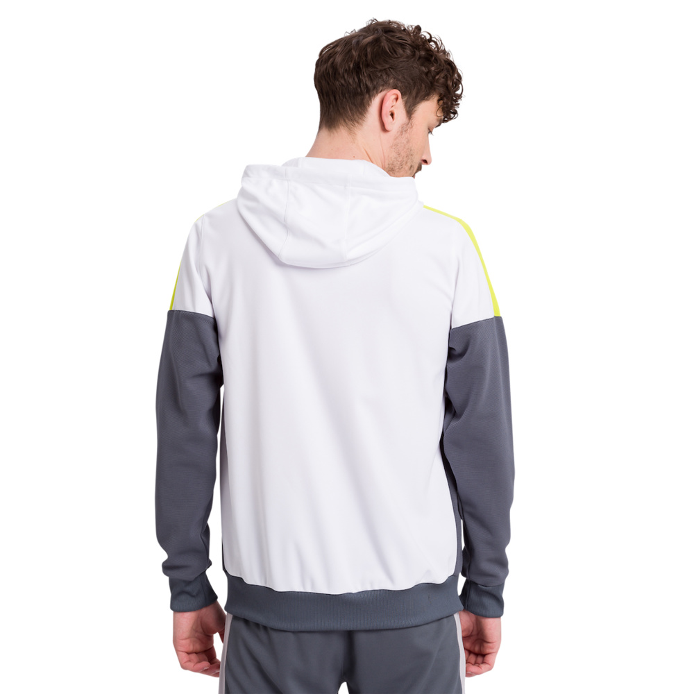 ERIMA SQUAD TRAINING JACKET WITH HOOD, WHITE-GREY SLATE-LIME KIDS. 