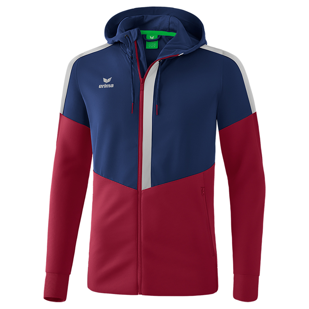 ERIMA SQUAD TRAINING JACKET WITH HOOD NAVY BORDEAUX SILVER MEN