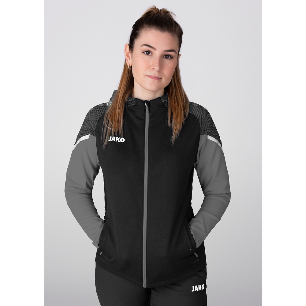 HOODED JACKET JAKO PERFORMANCE, BLACK-ANTHRA LIGHT WOMEN. 