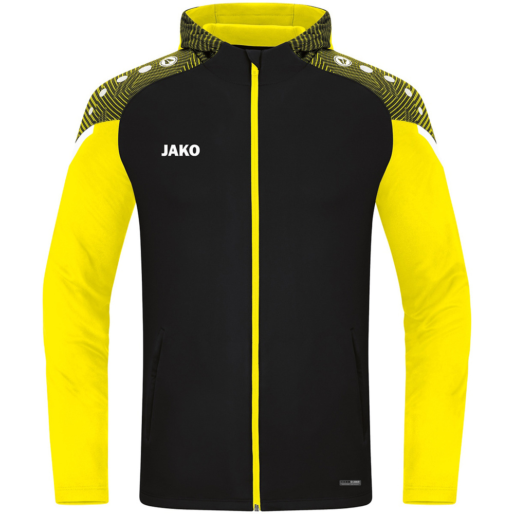 HOODED JACKET JAKO PERFORMANCE, BLACK-SOFT-YELLOW KIDS. 