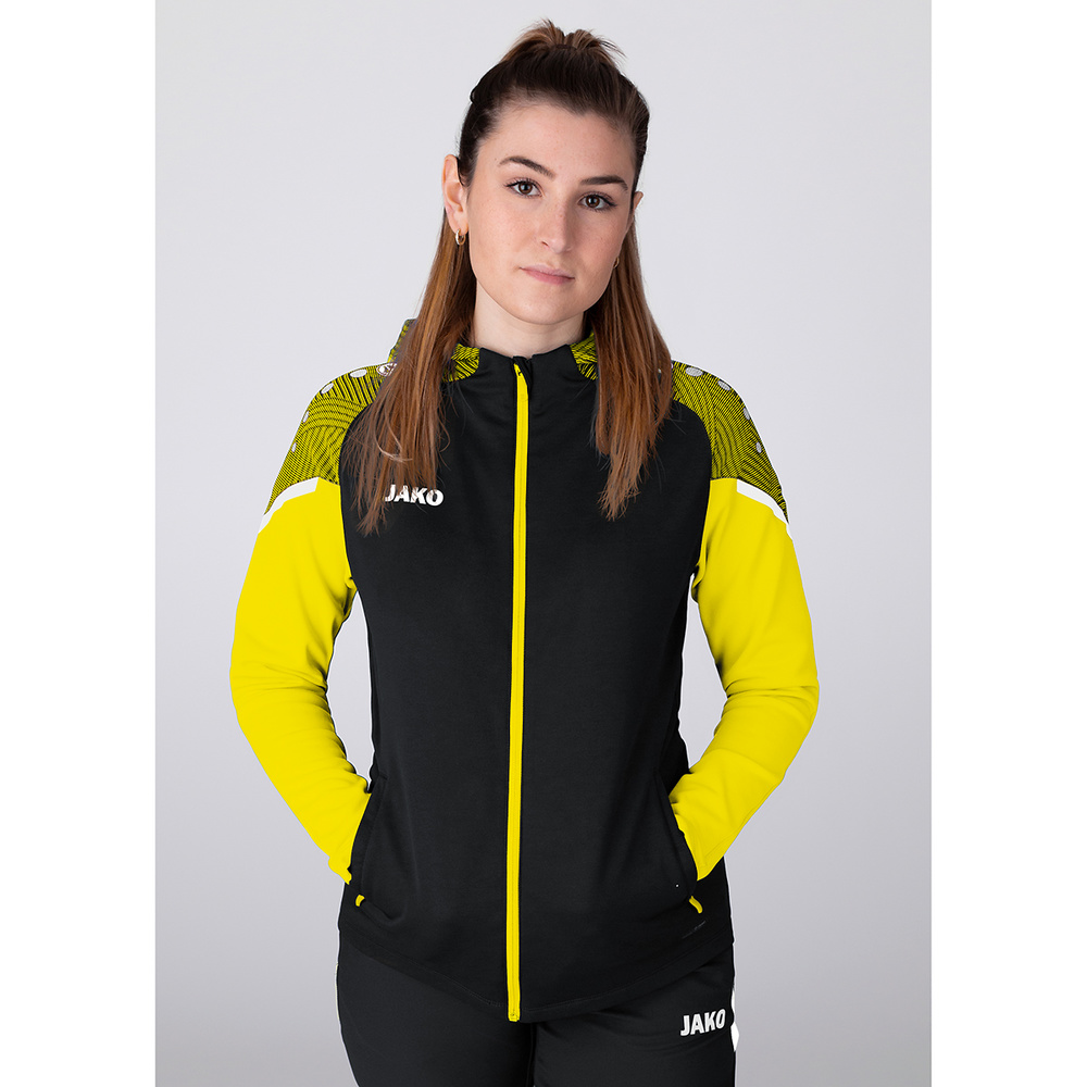 HOODED JACKET JAKO PERFORMANCE, BLACK-SOFT-YELLOW WOMEN. 