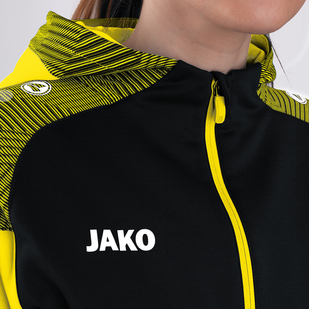 HOODED JACKET JAKO PERFORMANCE, BLACK-SOFT-YELLOW WOMEN. 