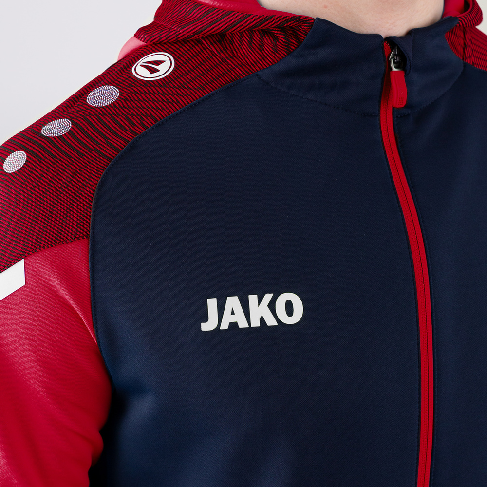 HOODED JACKET JAKO PERFORMANCE, SEABLUE-RED KIDS. 