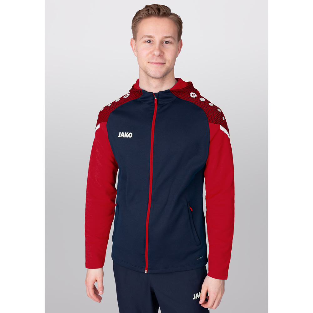 HOODED JACKET JAKO PERFORMANCE, SEABLUE-RED MEN. 