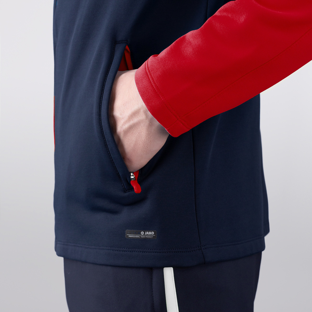 HOODED JACKET JAKO PERFORMANCE, SEABLUE-RED MEN. 