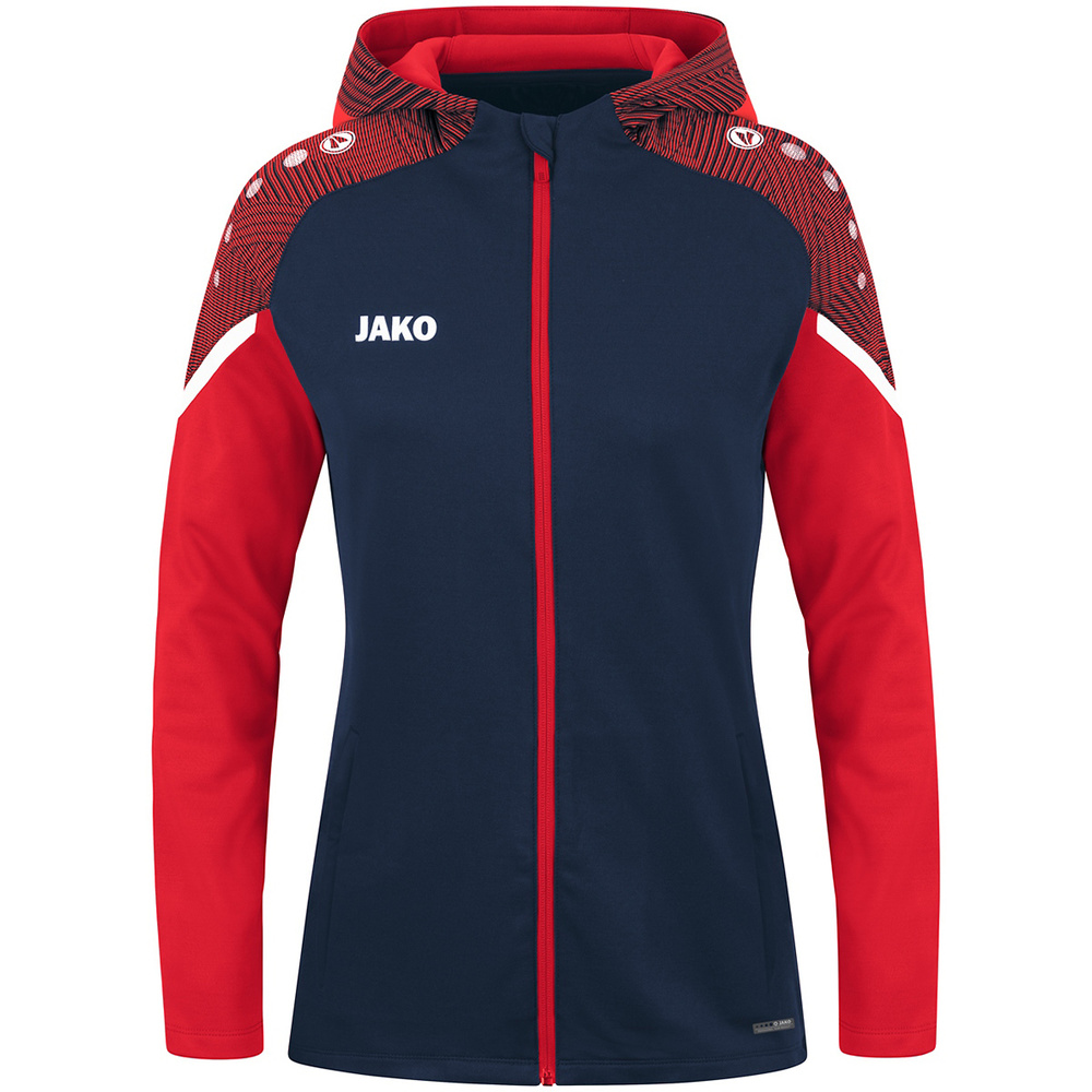 HOODED JACKET JAKO PERFORMANCE, SEABLUE-RED WOMEN. 