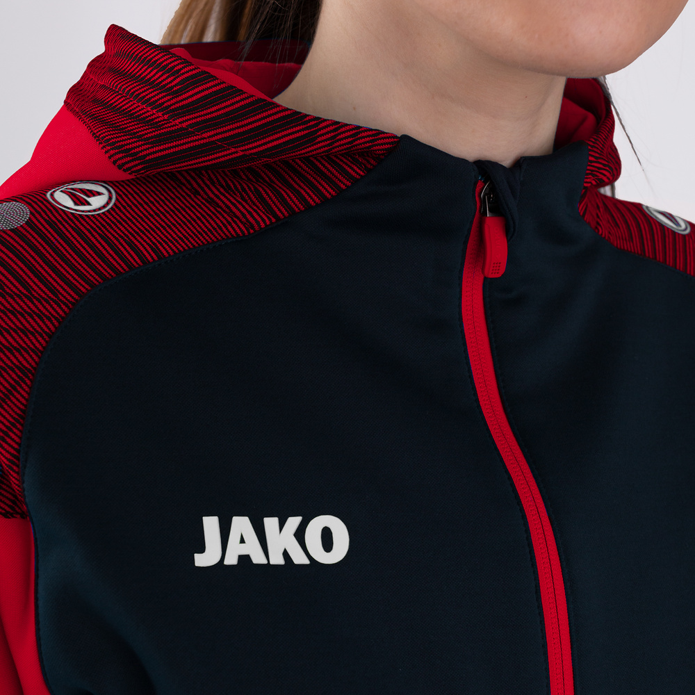 HOODED JACKET JAKO PERFORMANCE, SEABLUE-RED WOMEN. 