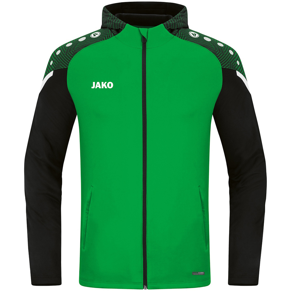 HOODED JACKET JAKO PERFORMANCE, SPORT GREEN-BLACK KIDS. 