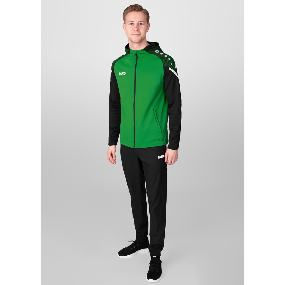 HOODED JACKET JAKO PERFORMANCE, SPORT GREEN-BLACK KIDS. 