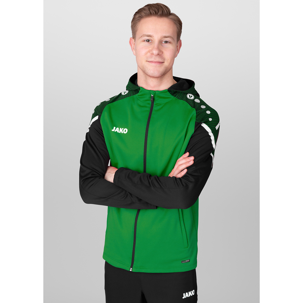 HOODED JACKET JAKO PERFORMANCE, SPORT GREEN-BLACK MEN. 