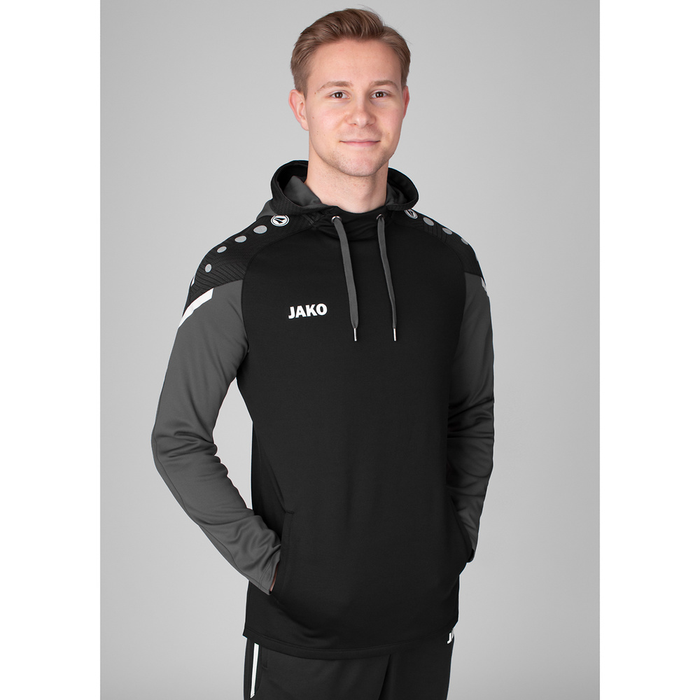 HOODED SWEATER JAKO PERFORMANCE, BLACK-ANTHRA LIGHT MEN. 