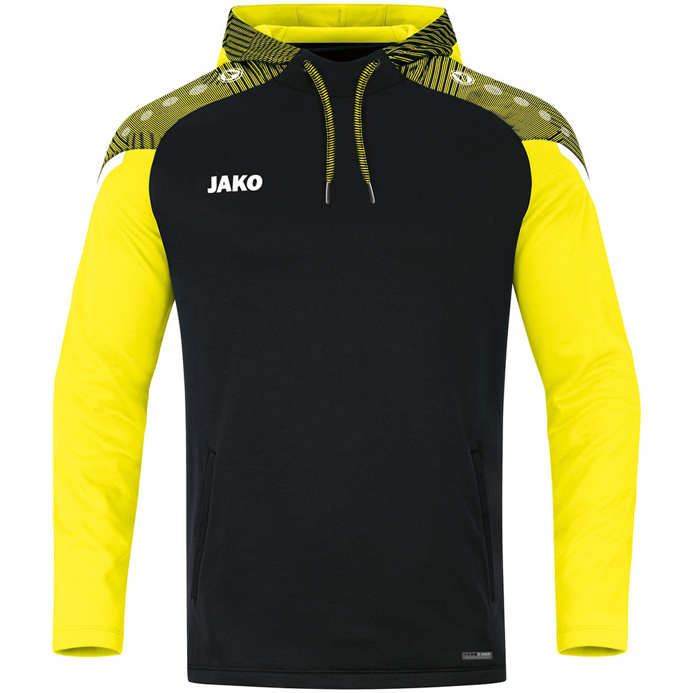 HOODED SWEATER JAKO PERFORMANCE, BLACK-SOFT YELLOW MEN. 