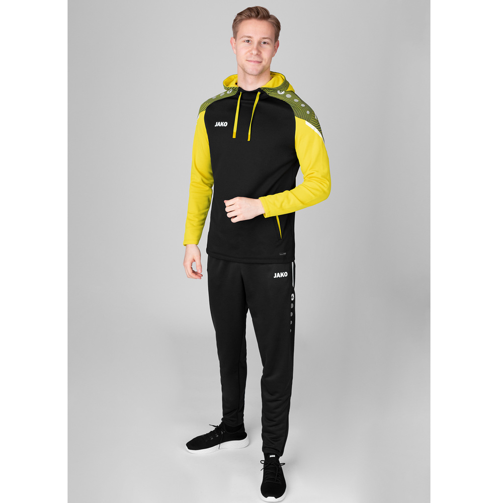 HOODED SWEATER JAKO PERFORMANCE, BLACK-SOFT YELLOW MEN. 