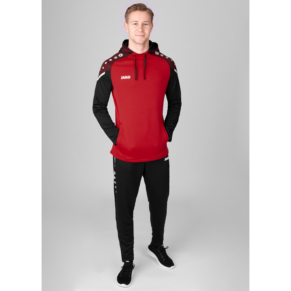 HOODED SWEATER JAKO PERFORMANCE, RED-BLACK KIDS. 