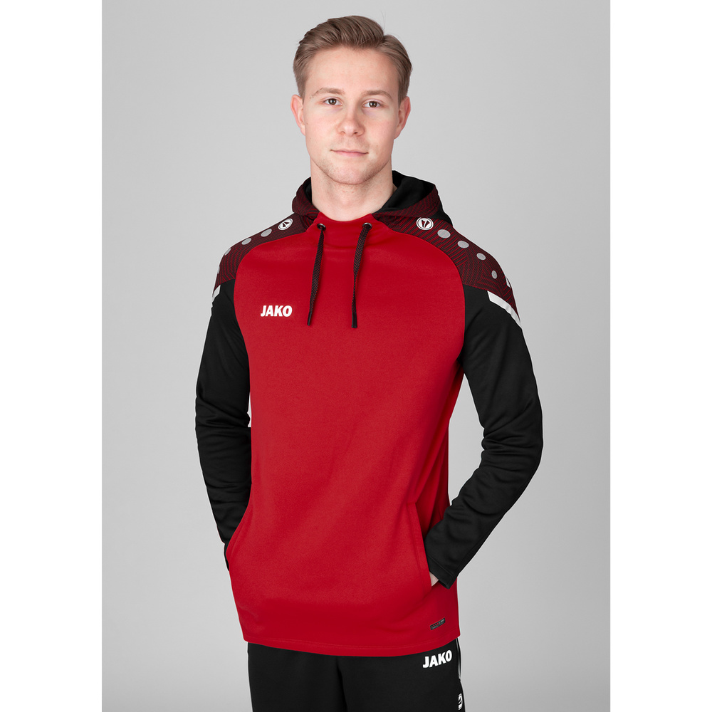 HOODED SWEATER JAKO PERFORMANCE, RED-BLACK MEN. 