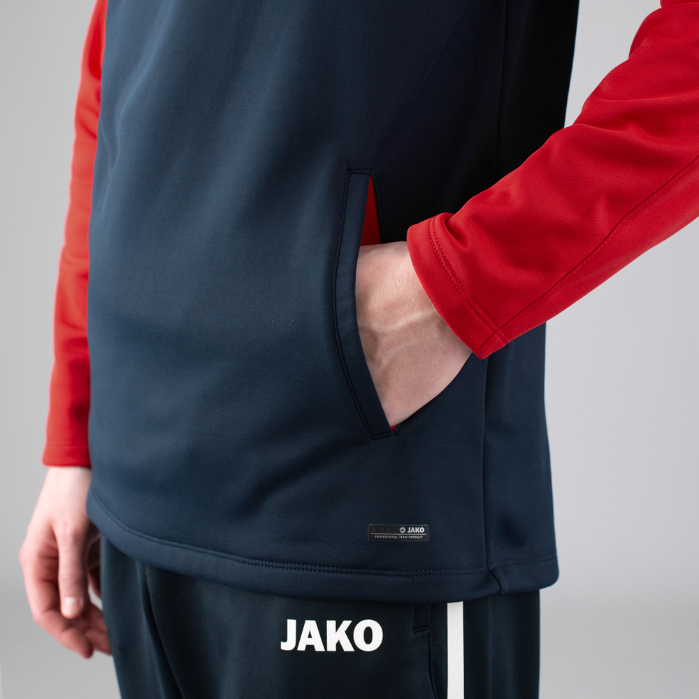 HOODED SWEATER JAKO PERFORMANCE, SEABLUE-RED KIDS. 