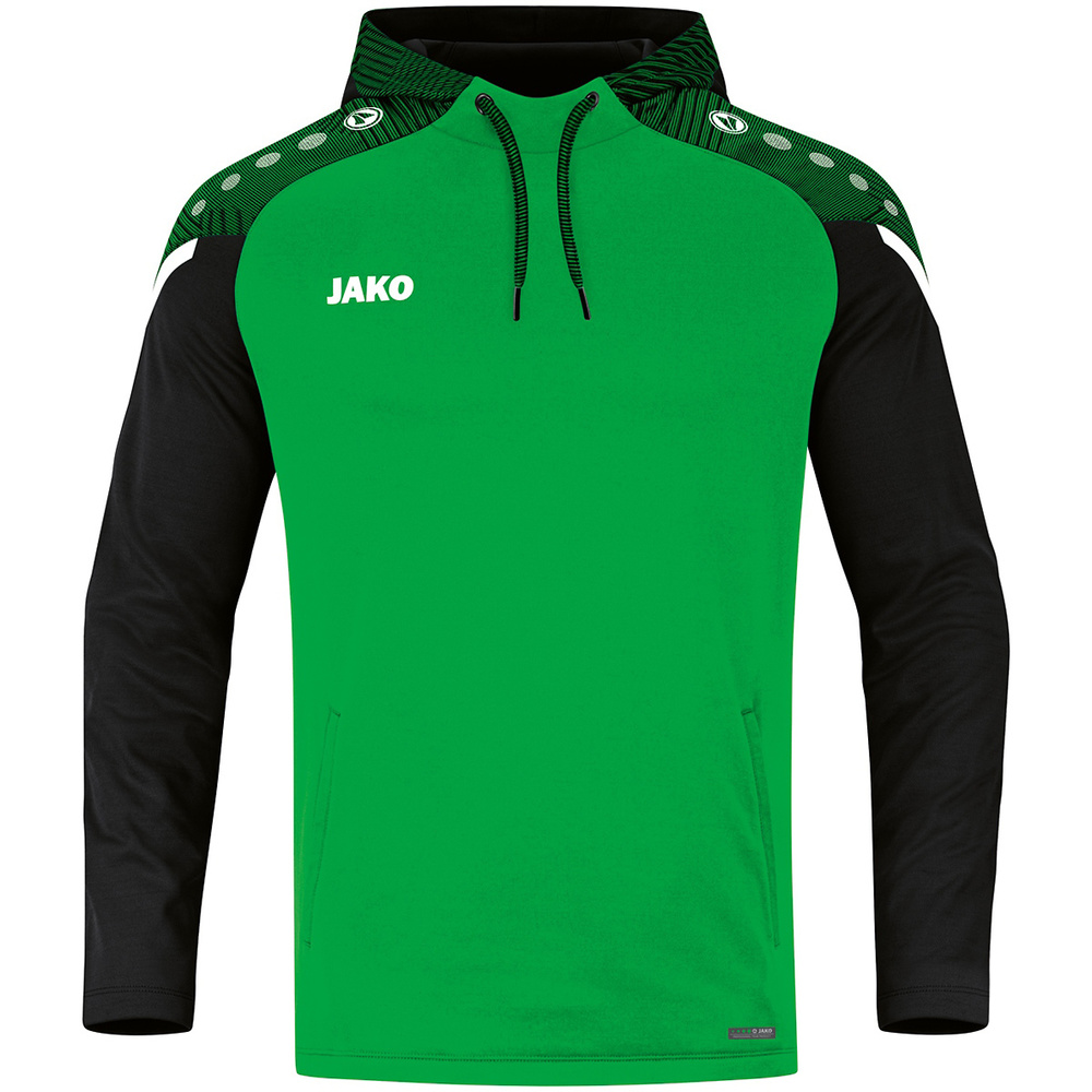 HOODED SWEATER JAKO PERFORMANCE, SOFT GREEN-BLACK MEN. 