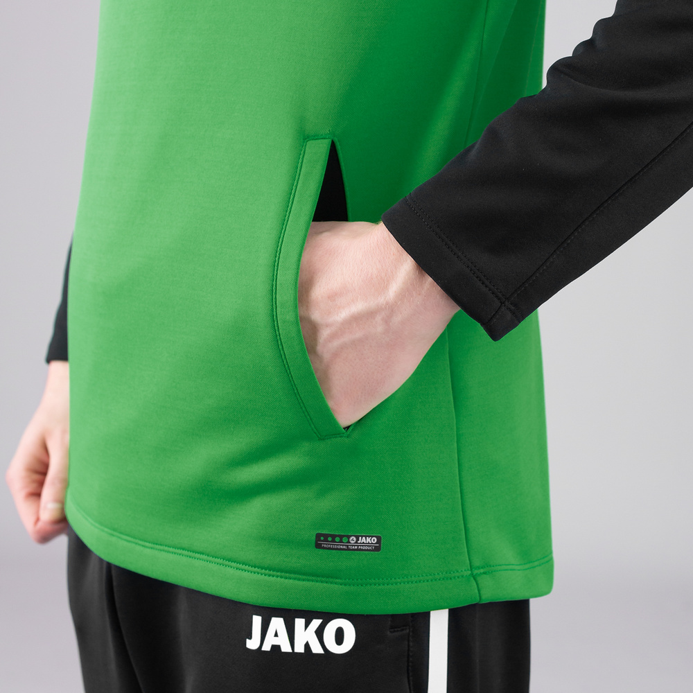 HOODED SWEATER JAKO PERFORMANCE, SOFT GREEN-BLACK MEN. 