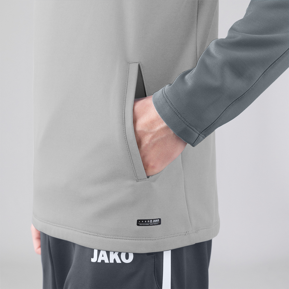 HOODED SWEATER JAKO PERFORMANCE, SOFT GREY-STONE GREY KIDS. 