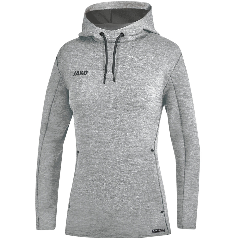 HOODED SWEATER JAKO PREMIUM BASICS, LIGHT GREY MELANGE WOMEN. 