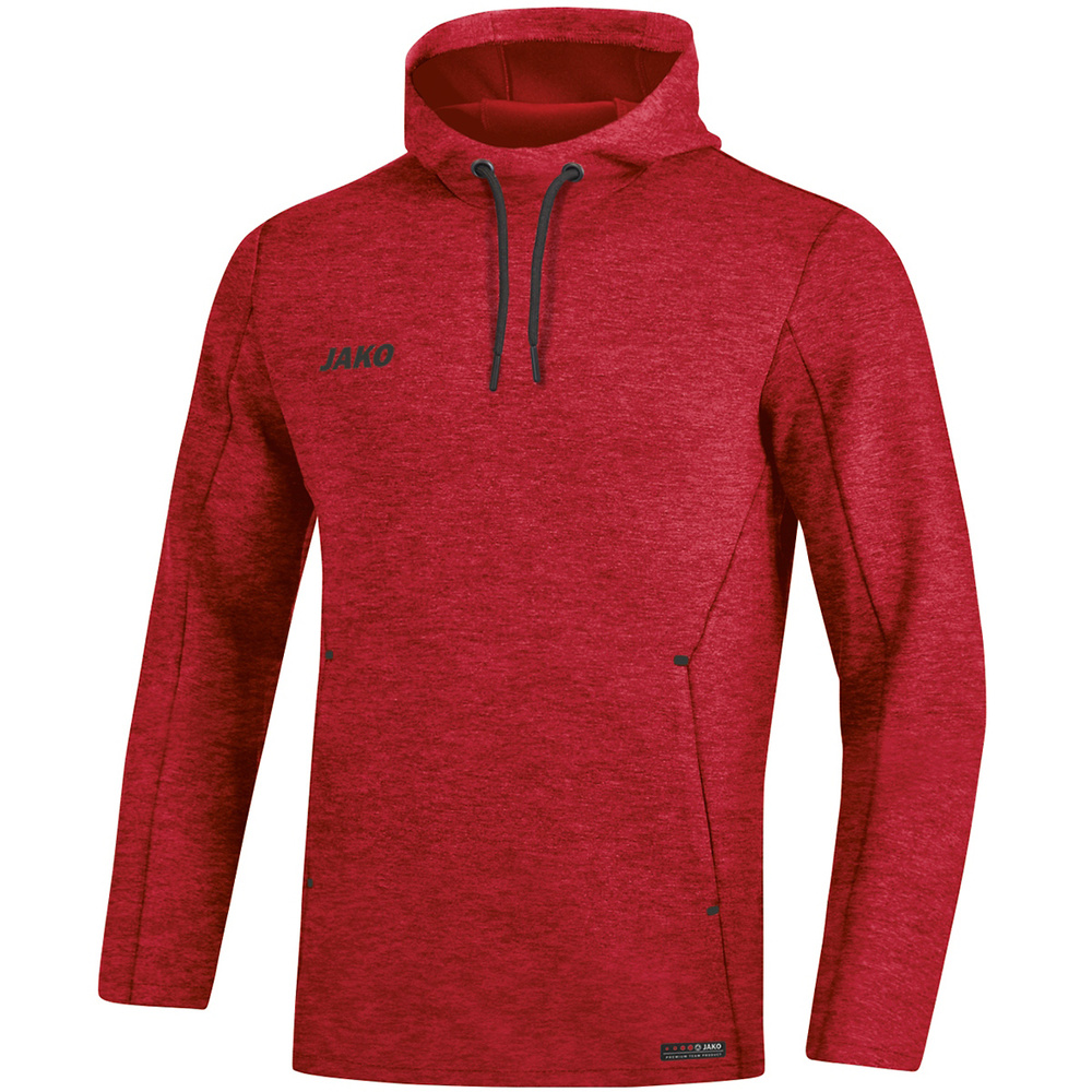 HOODED SWEATER JAKO PREMIUM BASICS, RED MELANGE MEN. 