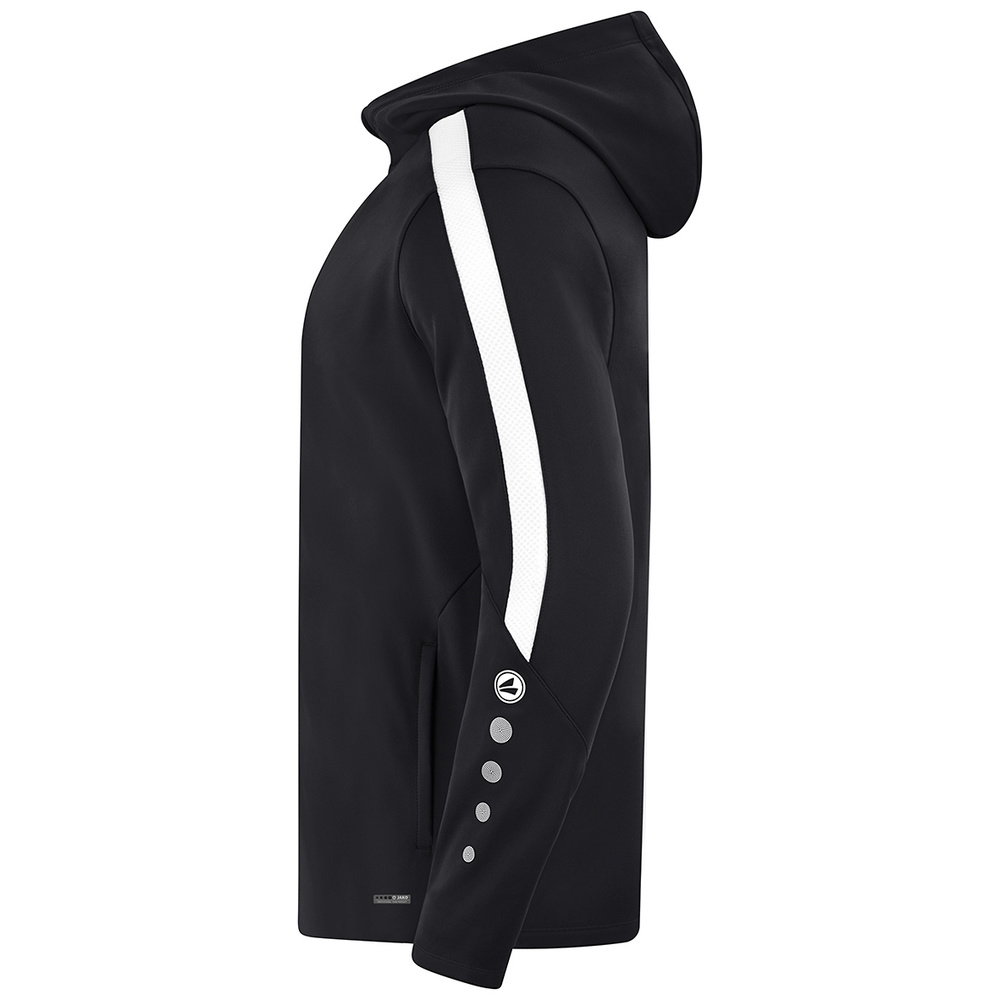 JAKO POWER HOODED JACKET, BLACK-WHITE-KIDS. 