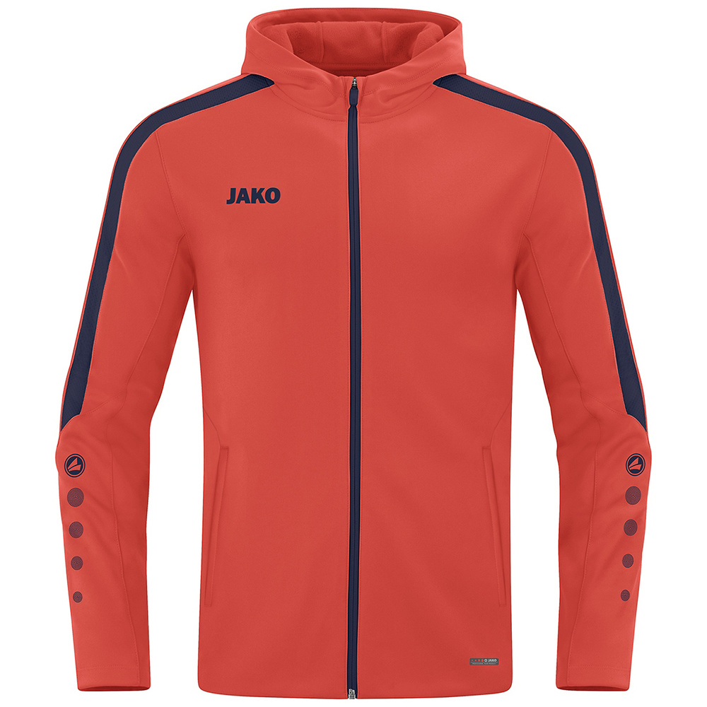 JAKO POWER HOODED JACKET, FLAME-SEABLUE-WOMEN. 